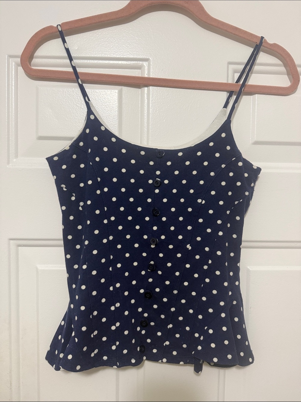 Navy Polka Dot Button-Front Cami TankTop
